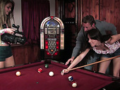 Pool game ends up with mutual fondling for blonde teen Bailey Bam