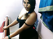 A bit plump brunette Indian webcam girlie stripteases and dances hot