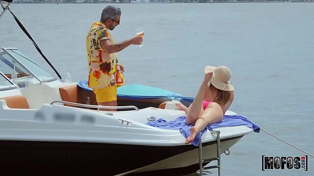 Hardcore sex on a motorboat with slutty girlfriend Kenzie Madison