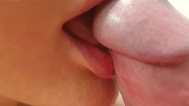 EXTREME CLOSEUP homemade 4k cock sucking to full mouth cum