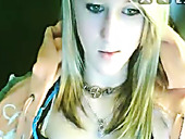 Skinny blonde teen is fingering her cooch on web cam