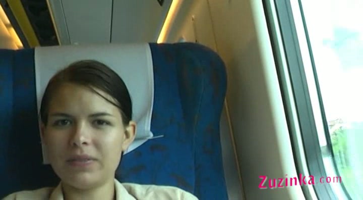 Zuzinka shows pussy in a crowded train