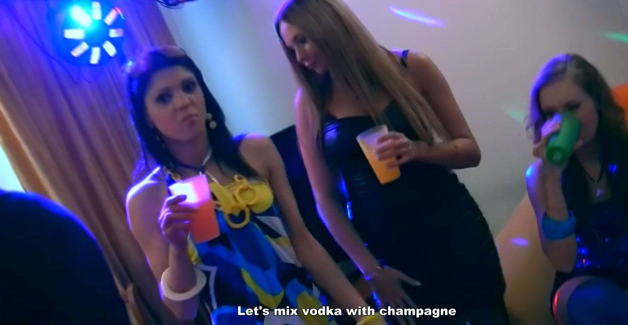Sexy Russian chicks are dancing and alcohol drinking